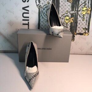 Balenciaga Silver Crystal-Embellished Heels 39